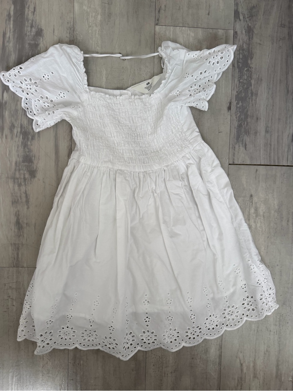 H&M White Eyelet Smocked Dress